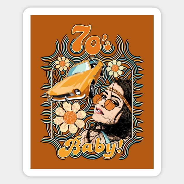 70's Baby! Hippie girl and 70's Pinto Magnet by ZoeysGarage